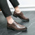 Men's brown check pattern derby dress shoe 04