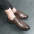 Men's brown check pattern derby dress shoe 06