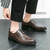 Men's brown check pattern derby dress shoe 07