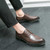 Men's brown check pattern derby dress shoe 08