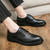 Men's black retro brogue croc pattern derby dress shoe 02