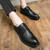 Men's black retro brogue croc pattern derby dress shoe 04