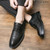 Men's black retro brogue croc pattern derby dress shoe 05