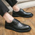 Men's black retro brogue croc pattern derby dress shoe 03