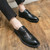 Men's black retro brogue croc pattern derby dress shoe 04