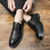 Men's black retro brogue croc pattern derby dress shoe 07