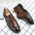 Men's brown retro brogue croc pattern derby dress shoe 10