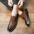 Men's brown retro brogue croc pattern derby dress shoe 09
