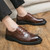 Men's brown retro brogue croc pattern derby dress shoe 02