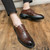 Men's brown retro brogue croc pattern derby dress shoe 03