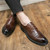 Men's brown retro brogue croc pattern derby dress shoe 06