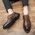 Men's brown retro brogue croc pattern derby dress shoe 08