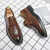 Men's brown retro brogue croc pattern derby dress shoe 09