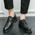 Men's black retro brogue croc pattern derby dress shoe 08