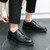 Men's black retro brogue croc pattern derby dress shoe 09