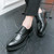 Black retro brogue derby dress shoe 07
