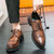 Men's brown retro brogue derby dress shoe 06