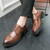 Men's brown retro brogue derby dress shoe 03