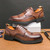 Men's brown retro brogue derby dress shoe 08