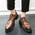 Men's brown retro brogue derby dress shoe 04