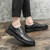 Men's black retro brogue derby dress shoe 07