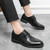 Men's black retro brogue check accents derby dress shoe 03
