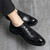 Men's black retro brogue croc skin pattern derby dress shoe 03