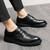 Men's black retro brogue croc skin pattern derby dress shoe 04