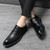 Men's black retro brogue croc skin pattern derby dress shoe 06
