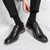Men's black retro sewn accents oxford dress shoe 04