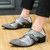 Men's grey pattern & stripe buckle strap oxford dress shoe 04