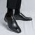 Men's black retro brogue square toe oxford dress shoe 07