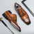 Men's brown retro brogue square toe oxford dress shoe 09
