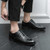 Men's black retro brogue croc skin pattern oxford dress shoe 06