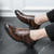Men's brown retro brogue croc skin pattern oxford dress shoe 07
