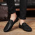 Men's black retro penny strap slip on shoe loafer 10