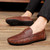 Men's brown retro penny strap slip on shoe loafer 04