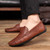 Men's brown retro penny strap slip on shoe loafer 07