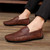 Men's brown retro penny strap slip on shoe loafer 09