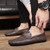 Men's grey retro penny strap slip on shoe loafer 08