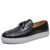 Men's black croc skin pattern tassel slip on shoe loafer 01