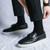 Men's black croc skin pattern tassel slip on shoe loafer 03
