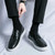 Men's black croc skin pattern tassel slip on shoe loafer 05