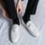 Men's white croc skin pattern tassel slip on shoe loafer 05