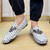 Men's white pattern print slip on shoe loafer 04