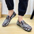 Men's black stripe check metal buckle slip on shoe loafer 05