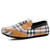 Men's yellow stripe check metal buckle slip on shoe loafer 01