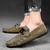 Men's khaki chain accents buckle slip on shoe loafer 06