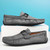 Men's grey chain accents buckle slip on shoe loafer 10