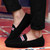 Men's black stripe strap slip on shoe loafer 05